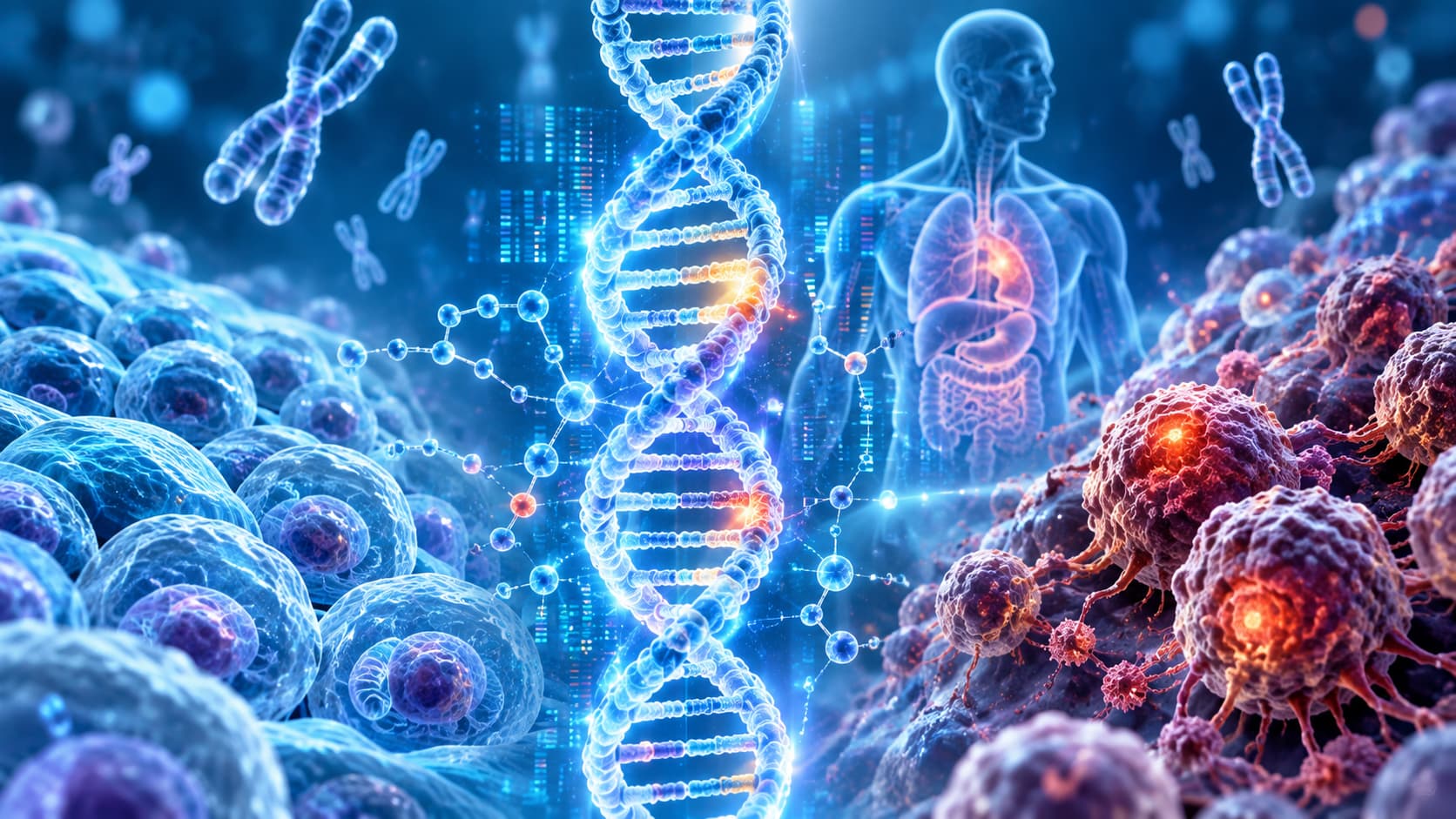 تصویر سه بعدی ژنتیک سرطان و نقش DNA در ایجاد تغییرات سلولی