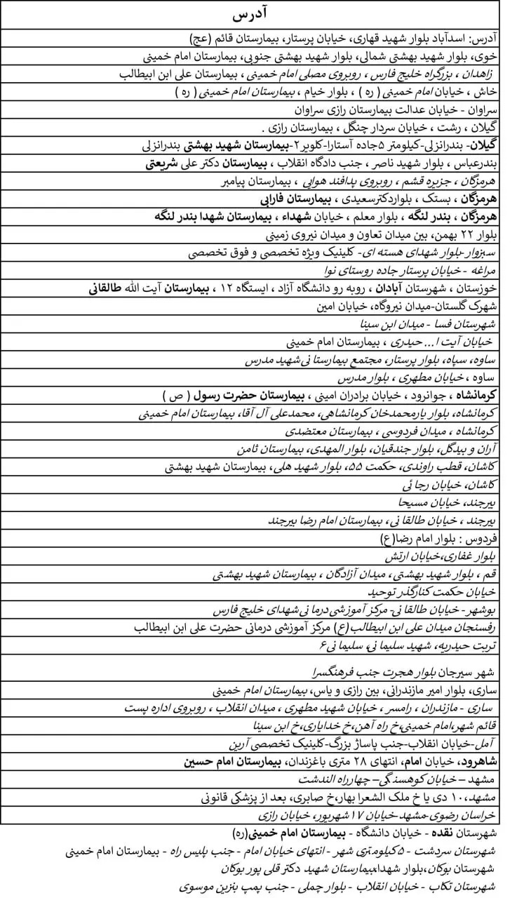 لیست مراکز رایگان ماموگرافی-1