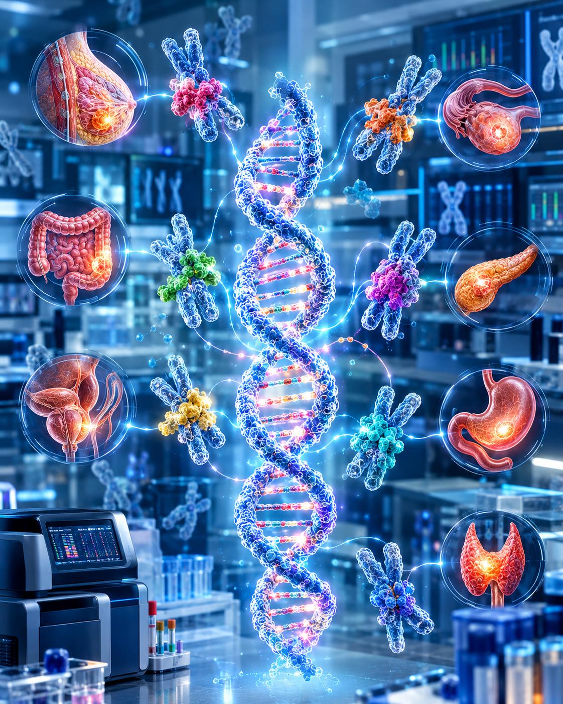 ژن&zwnj;های مهم مرتبط با سرطان مانند BRCA1، BRCA2، TP53 و ژن&zwnj;های ترمیم DNA